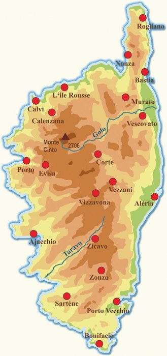 CATAN Länderszenario Korsika topografische Karte
